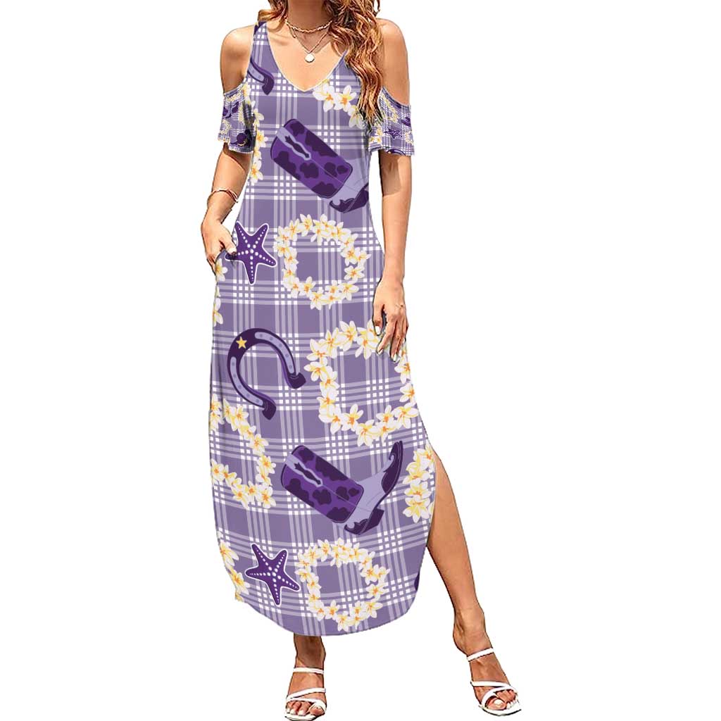 Aloha Hawaii Paniolo Lavender Palaka Summer Maxi Dress Coastal Rodeo - Polynesian Pride