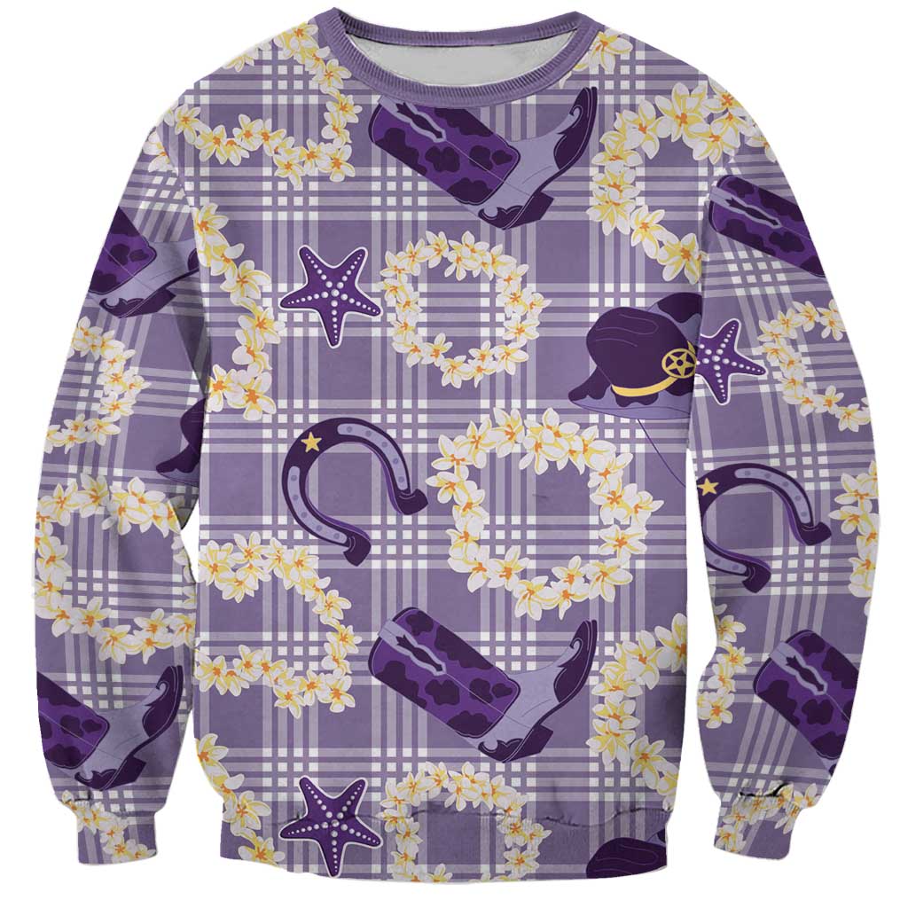 Aloha Hawaii Paniolo Lavender Palaka Sweatshirt Coastal Rodeo LT7 Unisex Lavender - Polynesian Pride