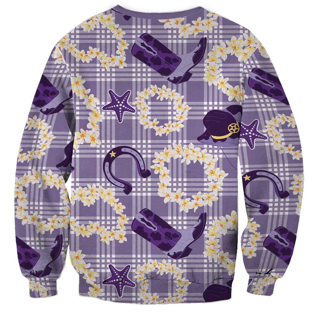 Aloha Hawaii Paniolo Lavender Palaka Sweatshirt Coastal Rodeo LT7 - Polynesian Pride