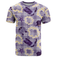 Aloha Hawaii Paniolo Lavender Palaka T Shirt Coastal Rodeo - Polynesian Pride