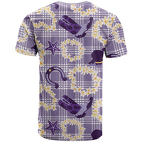 Aloha Hawaii Paniolo Lavender Palaka T Shirt Coastal Rodeo - Polynesian Pride