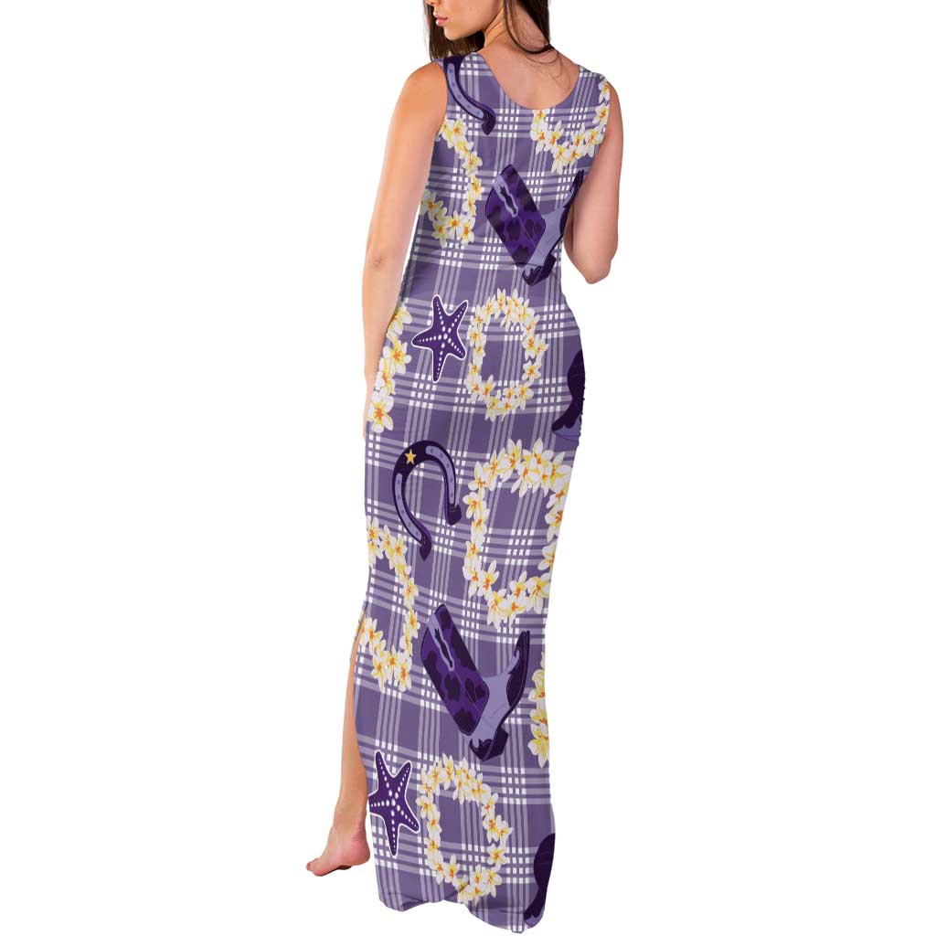 Aloha Hawaii Paniolo Lavender Palaka Tank Maxi Dress Coastal Rodeo - Polynesian Pride