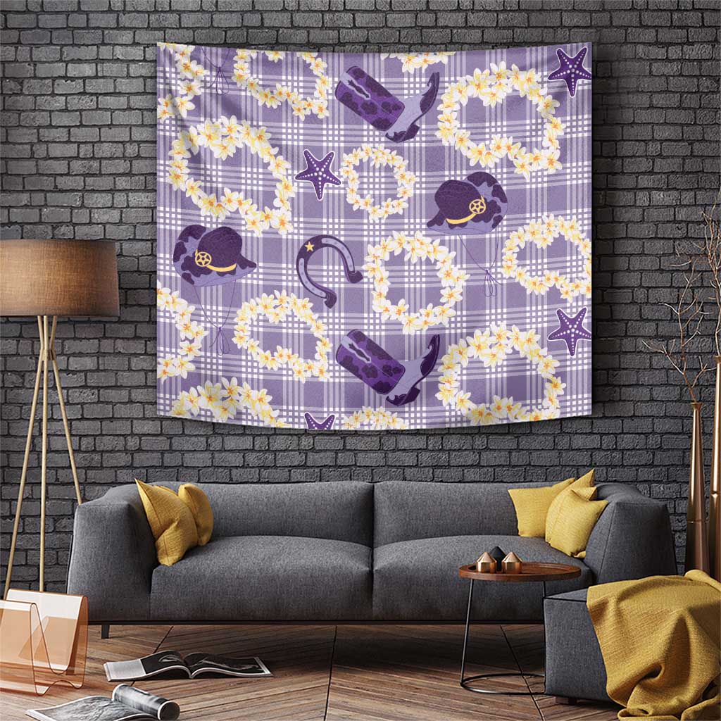 Aloha Hawaii Paniolo Lavender Palaka Tapestry Coastal Rodeo - Polynesian Pride