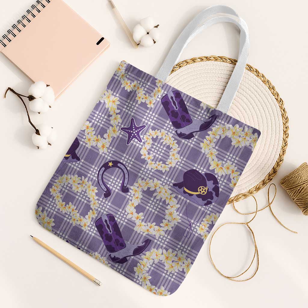 Aloha Hawaii Paniolo Lavender Palaka Tote Bag Coastal Rodeo - Polynesian Pride
