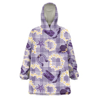 Aloha Hawaii Paniolo Lavender Palaka Wearable Blanket Hoodie Coastal Rodeo LT7 One Size Lavender - Polynesian Pride