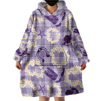 Aloha Hawaii Paniolo Lavender Palaka Wearable Blanket Hoodie Coastal Rodeo LT7 - Polynesian Pride