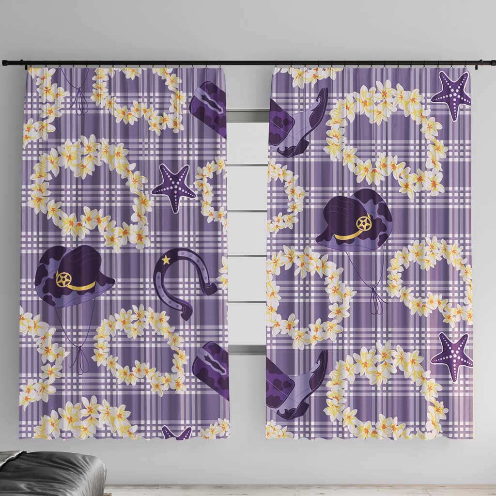 Aloha Hawaii Paniolo Lavender Palaka Window Curtain Coastal Rodeo - Polynesian Pride