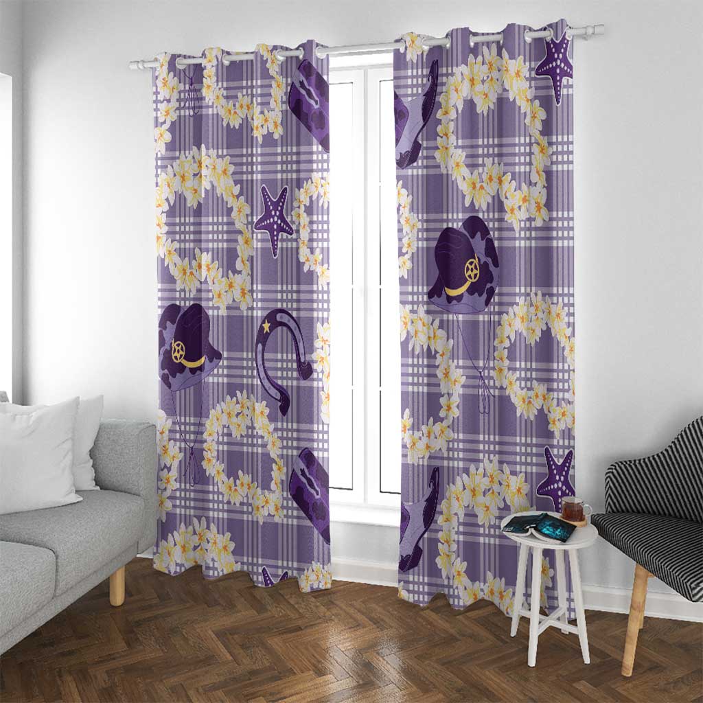 Aloha Hawaii Paniolo Lavender Palaka Window Curtain Coastal Rodeo - Polynesian Pride