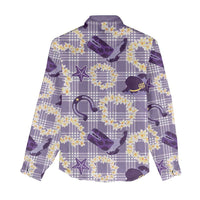 Aloha Hawaii Paniolo Lavender Palaka Women Casual Shirt Coastal Rodeo - Polynesian Pride