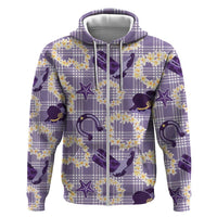 Aloha Hawaii Paniolo Lavender Palaka Zip Hoodie Coastal Rodeo - Polynesian Pride