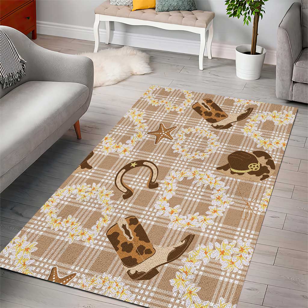 Aloha Hawaii Paniolo Khaki Palaka Area Rug Coastal Rodeo - Polynesian Pride