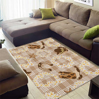 Aloha Hawaii Paniolo Khaki Palaka Area Rug Coastal Rodeo - Polynesian Pride