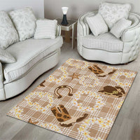 Aloha Hawaii Paniolo Khaki Palaka Area Rug Coastal Rodeo - Polynesian Pride