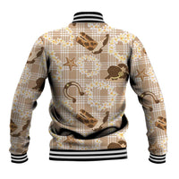Aloha Hawaii Paniolo Khaki Palaka Baseball Jacket Coastal Rodeo - Polynesian Pride