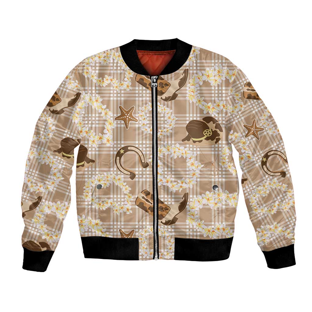 Aloha Hawaii Paniolo Khaki Palaka Bomber Jacket Coastal Rodeo - Polynesian Pride