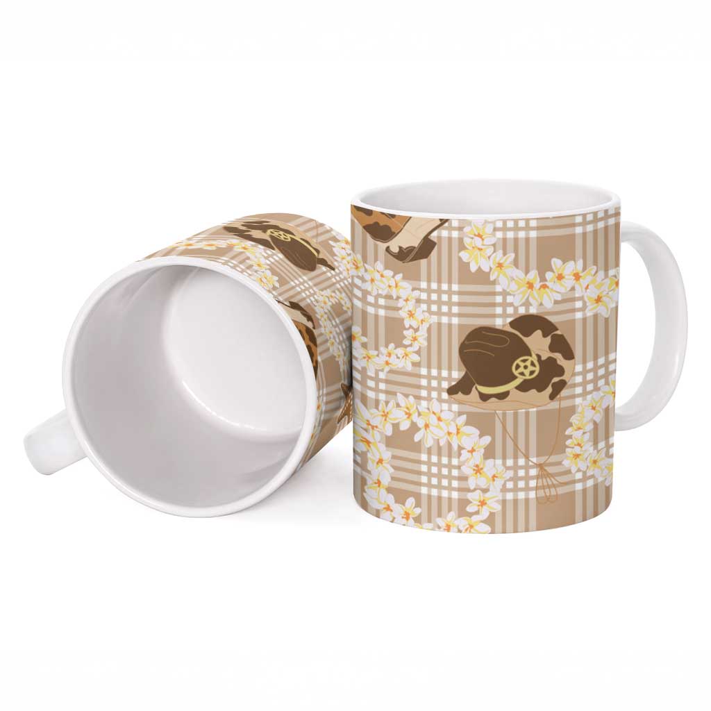 Aloha Hawaii Paniolo Khaki Palaka Ceramic Mug Coastal Rodeo - Polynesian Pride