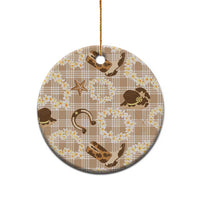 Aloha Hawaii Paniolo Khaki Palaka Ceramic Ornament Coastal Rodeo - Polynesian Pride