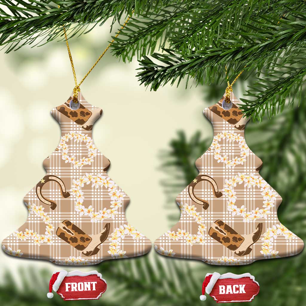 Aloha Hawaii Paniolo Khaki Palaka Ceramic Ornament Coastal Rodeo - Polynesian Pride