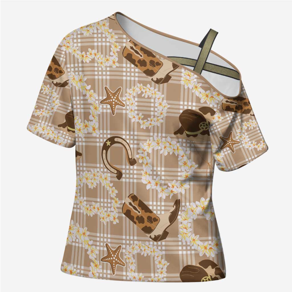 Aloha Hawaii Paniolo Khaki Palaka Cross Shoulder Shirt Coastal Rodeo LT7 Female Khaki - Polynesian Pride