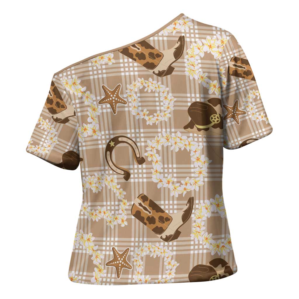 Aloha Hawaii Paniolo Khaki Palaka Cross Shoulder Shirt Coastal Rodeo LT7 - Polynesian Pride