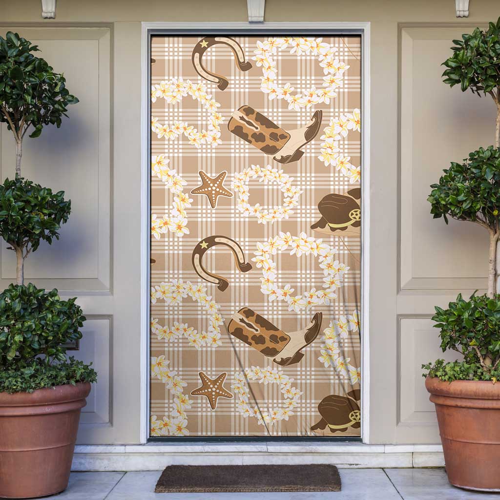 Aloha Hawaii Paniolo Khaki Palaka Door Cover Coastal Rodeo - Polynesian Pride