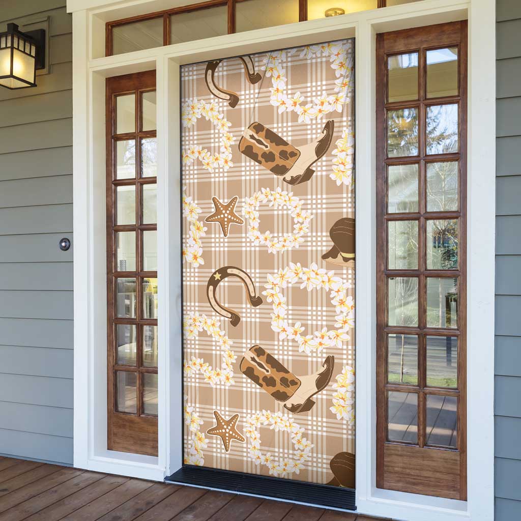 Aloha Hawaii Paniolo Khaki Palaka Door Cover Coastal Rodeo - Polynesian Pride