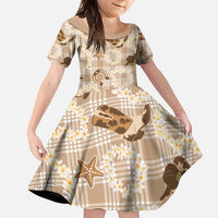 Aloha Hawaii Paniolo Khaki Palaka Family Matching Summer Maxi Dress and Hawaiian Shirt Coastal Rodeo - Polynesian Pride