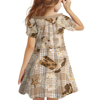 Aloha Hawaii Paniolo Khaki Palaka Family Matching Summer Maxi Dress and Hawaiian Shirt Coastal Rodeo - Polynesian Pride