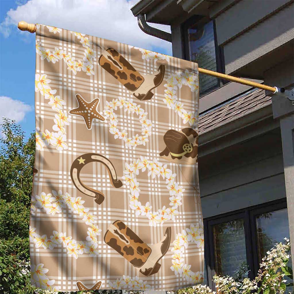 Aloha Hawaii Paniolo Khaki Palaka Garden Flag Coastal Rodeo - Polynesian Pride