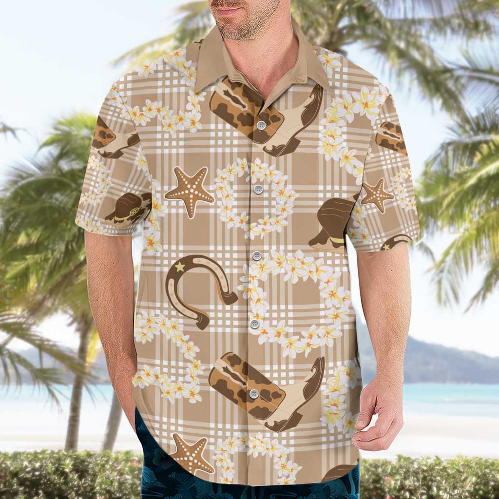 Aloha Hawaii Paniolo Khaki Palaka Hawaiian Shirt Coastal Rodeo - Polynesian Pride