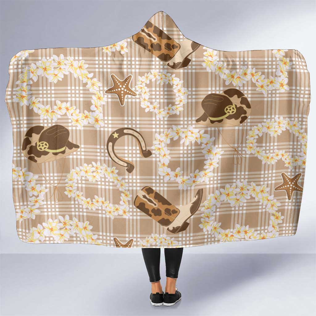 Aloha Hawaii Paniolo Khaki Palaka Hooded Blanket Coastal Rodeo - Polynesian Pride
