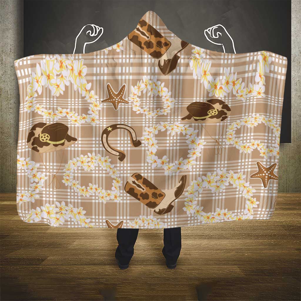 Aloha Hawaii Paniolo Khaki Palaka Hooded Blanket Coastal Rodeo - Polynesian Pride