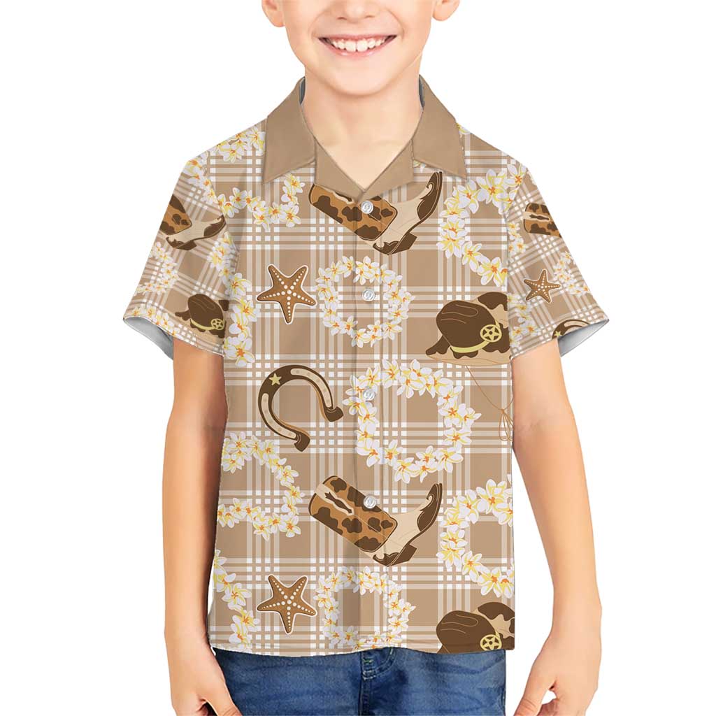 Aloha Hawaii Paniolo Khaki Palaka Kid Hawaiian Shirt Coastal Rodeo - Polynesian Pride