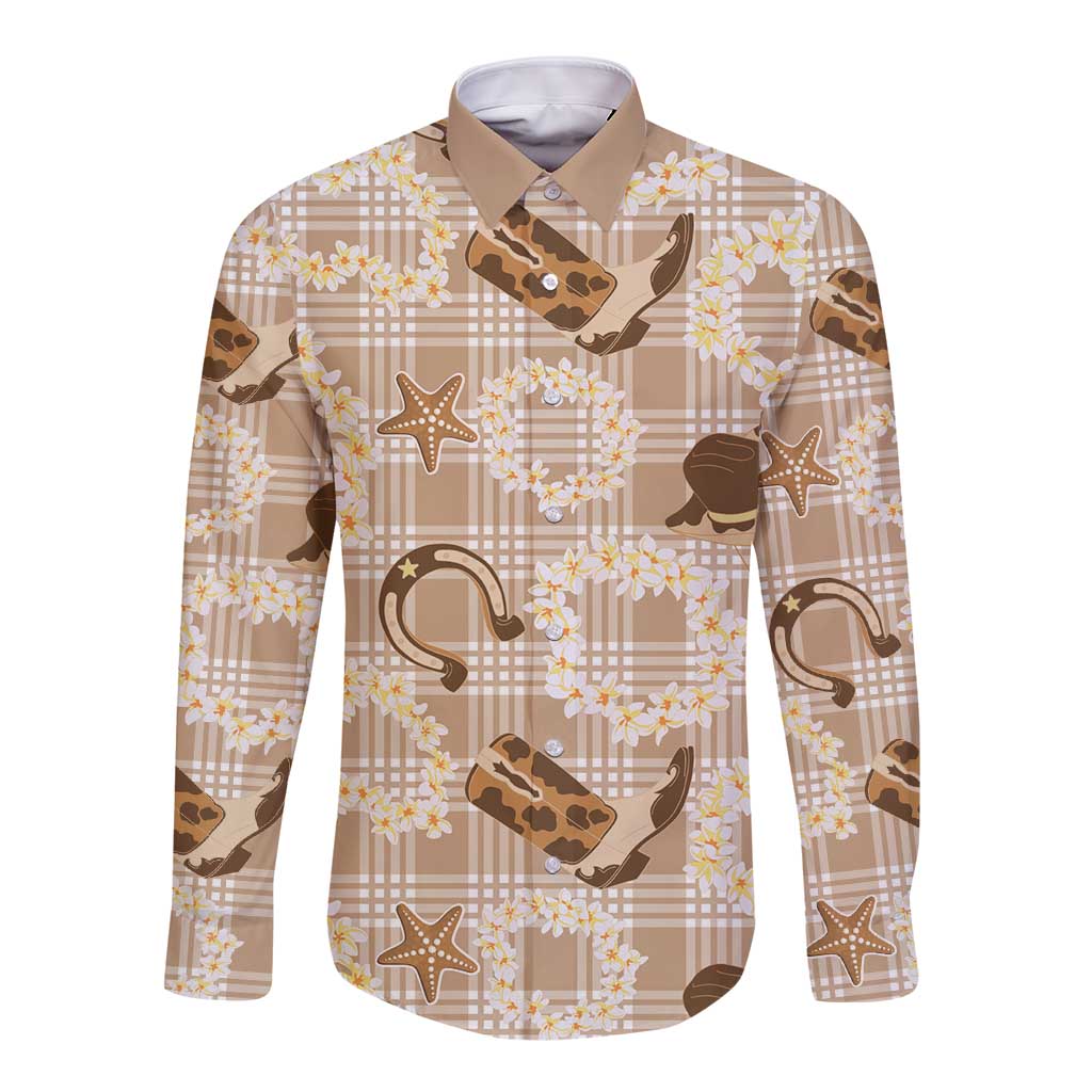 Aloha Hawaii Paniolo Khaki Palaka Long Sleeve Button Shirt Coastal Rodeo LT7 Unisex Khaki - Polynesian Pride