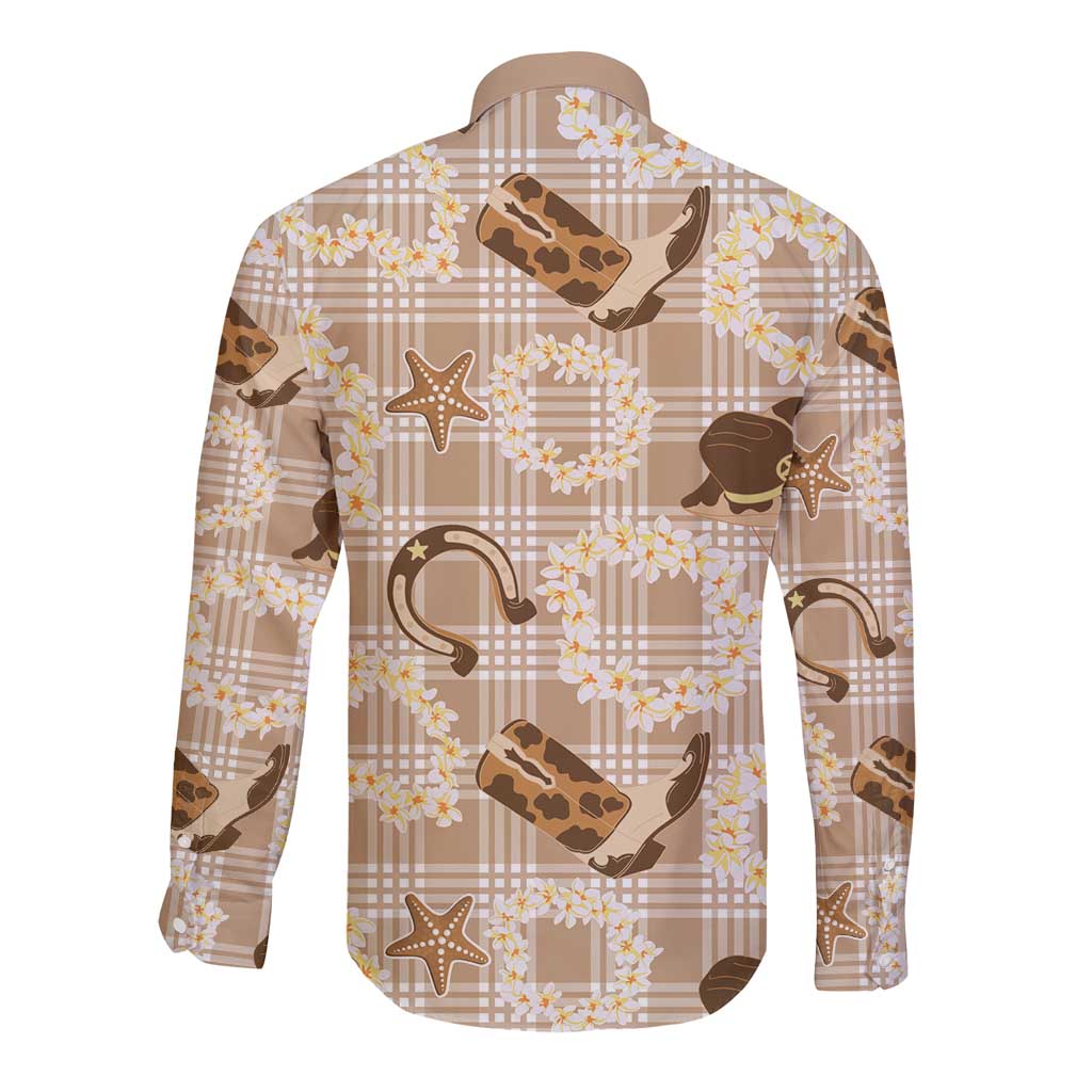Aloha Hawaii Paniolo Khaki Palaka Long Sleeve Button Shirt Coastal Rodeo LT7 - Polynesian Pride