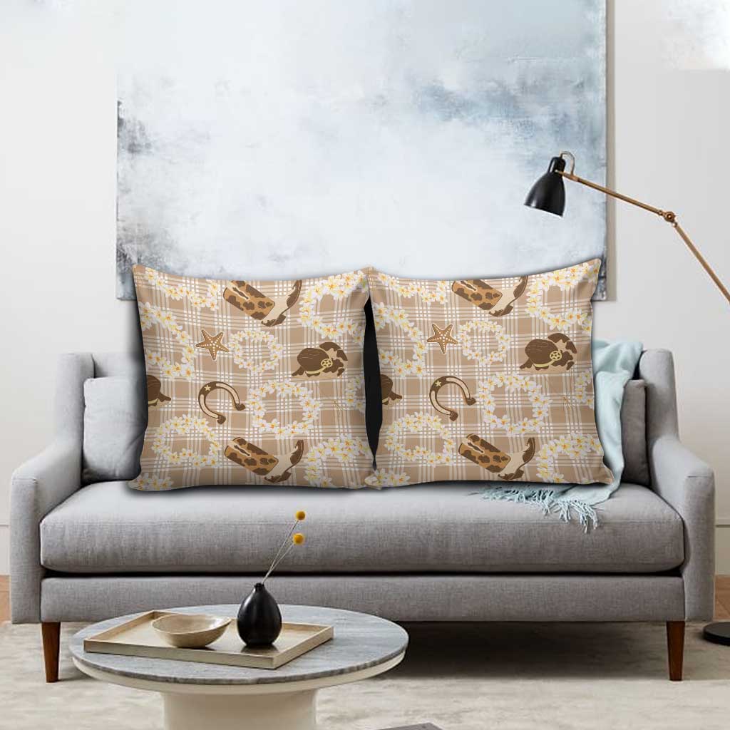 Aloha Hawaii Paniolo Khaki Palaka Pillow Cover Coastal Rodeo - Polynesian Pride