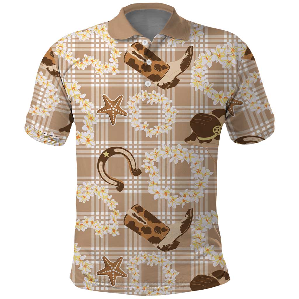 Aloha Hawaii Paniolo Khaki Palaka Polo Shirt Coastal Rodeo - Polynesian Pride