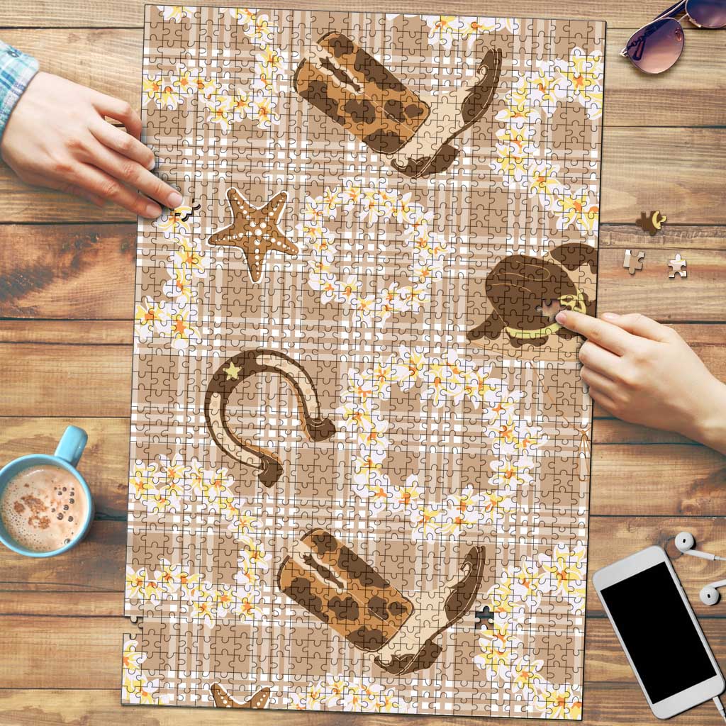 Aloha Hawaii Paniolo Khaki Palaka Puzzle Coastal Rodeo LT7 Khaki - Polynesian Pride