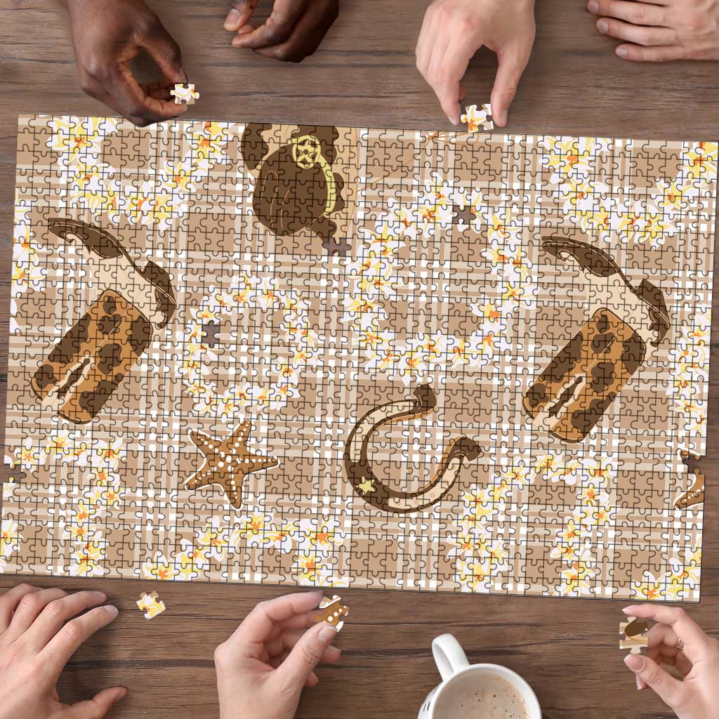 Aloha Hawaii Paniolo Khaki Palaka Puzzle Coastal Rodeo LT7 - Polynesian Pride