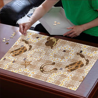Aloha Hawaii Paniolo Khaki Palaka Puzzle Coastal Rodeo LT7 - Polynesian Pride