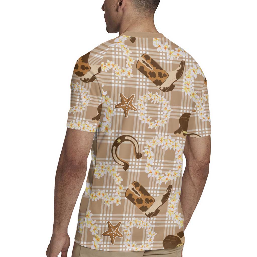 Aloha Hawaii Paniolo Khaki Palaka Rugby Jersey Coastal Rodeo - Polynesian Pride