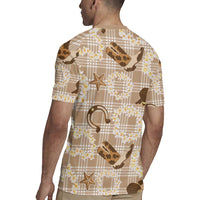 Aloha Hawaii Paniolo Khaki Palaka Rugby Jersey Coastal Rodeo - Polynesian Pride