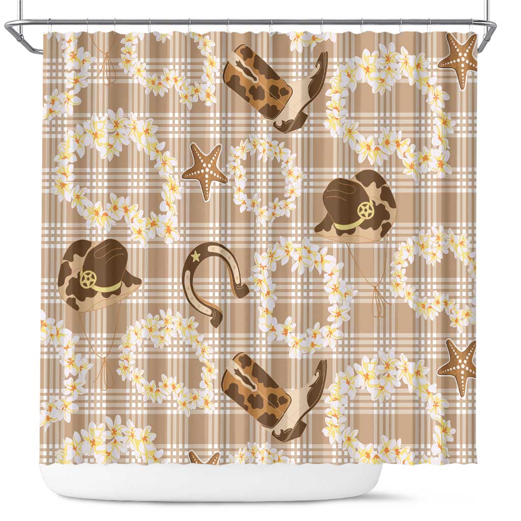 Aloha Hawaii Paniolo Khaki Palaka Shower Curtain Coastal Rodeo - Polynesian Pride