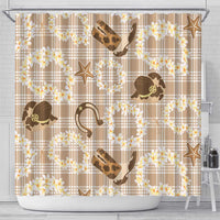 Aloha Hawaii Paniolo Khaki Palaka Shower Curtain Coastal Rodeo - Polynesian Pride