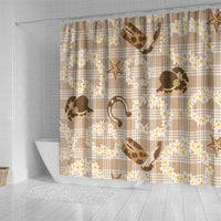 Aloha Hawaii Paniolo Khaki Palaka Shower Curtain Coastal Rodeo - Polynesian Pride
