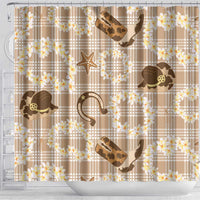 Aloha Hawaii Paniolo Khaki Palaka Shower Curtain Coastal Rodeo - Polynesian Pride