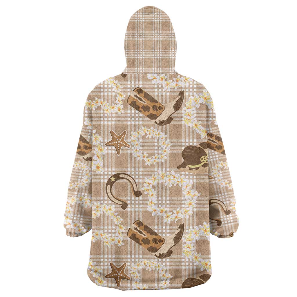 Aloha Hawaii Paniolo Khaki Palaka Wearable Blanket Hoodie Coastal Rodeo LT7 - Polynesian Pride