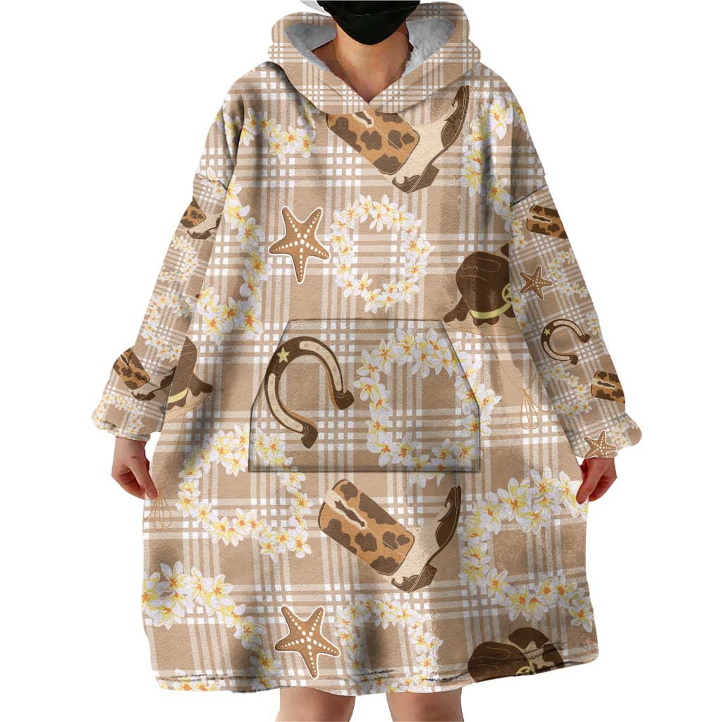 Aloha Hawaii Paniolo Khaki Palaka Wearable Blanket Hoodie Coastal Rodeo LT7 - Polynesian Pride