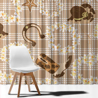 Aloha Hawaii Paniolo Khaki Palaka Window Curtain Coastal Rodeo - Polynesian Pride