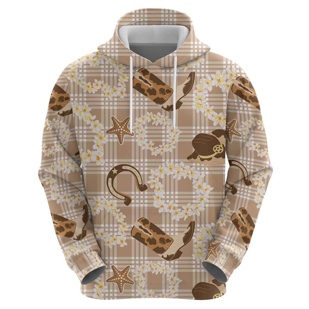 Aloha Hawaii Paniolo Khaki Palaka Zip Hoodie Coastal Rodeo - Polynesian Pride